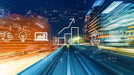 business growth analysis with abstract high speed technology motion blur