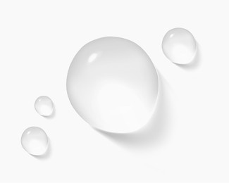 realistic transparent water drops. pure cosmetic product sample vector illustration. moisturizer skincare serum isolated on white background