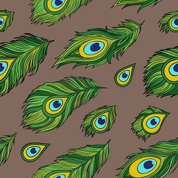 cartoon ethnic vector feathers seamless pattern