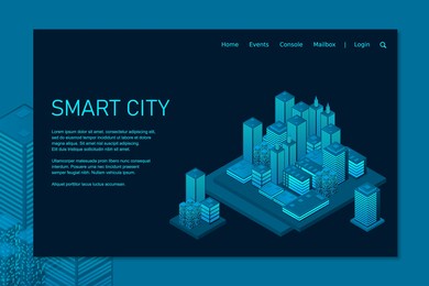 isometric futuristic town with skyscrapers. smart city technology for business and life. intelligent buildings. business center with skyscrapers. smart city isometric illustration