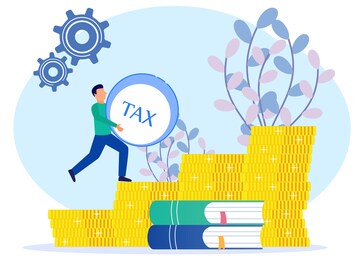 vector illustration of a business concept. paying taxes every year, compliant entrepreneurs pay taxes on time. business profit that reaches the target.