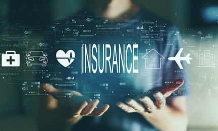 insurance concept with young man in the night