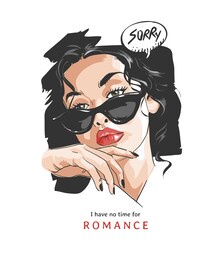 typography slogan with girl in sunglasses illustration