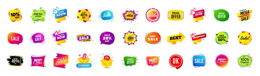 best discount offer banners. price deal sale stickers. black friday special offer tags. sale bubble coupon. promotion discount banner templates design. buy offer sticker. super deal set. vector