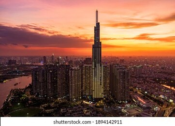 landmark 81 at evening, vietnam