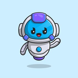cute robot cartoon vector icon illustration. science technology icon concept isolated premium vector. flat cartoon style