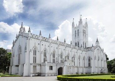 facade of ancient st. paul's cathedral, kolkata