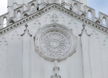 closeup of beautiful carved design of st. paul's cathedral kolkata