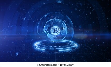bitcoin blockchain crypto currency digital encryption, digital money exchange, technology global network connections background concept. 3d rendering