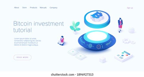 cryptocoin mining farm layout. cryptocurrency and blockchain network business isometric vector illustration. crypto currency exchange or transaction process background.