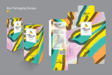 packaging box, packaging design template for cosmetic, supplement, spa, beauty, food, hair, skin, lotion, medicine, cream. 3d box mock up, product design creative idea,  banana background vector 