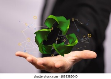 volumetric green recycling sign 3d digital