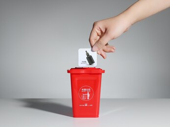 garbage classification red hazardous garbage trash bin model.