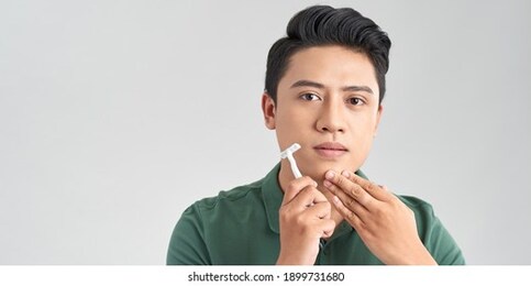 closeup portrait of attractive young man face