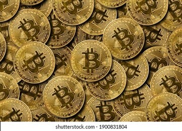 lot coin bitcoin. pattern. banner. flat lay, top view.