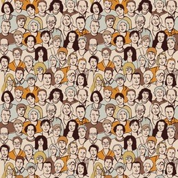 seamless pattern big group unrecognizable people