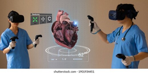 medical doctor using smart glasses with augment mixed virtual reality to analysis the data of patient in digital healthcare to bring new therapies to life by combining virtual and physical worlds