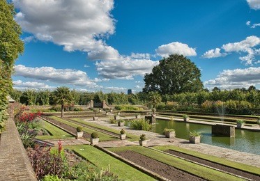 wonderful sky over hyde park with beautiful vegetation - london.