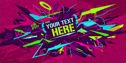 colorful cyberpunk neon abstract graffiti style banner vector illustration art template