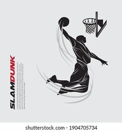 slamdunk style basketball player silhouette vector illustration. good for  sport graphic resources.