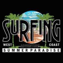 surfing summer paradise nature graphic t shirt stock vector illustration design