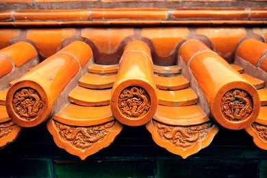 old roof of chinese buildings with beautiful pattern in beijing.