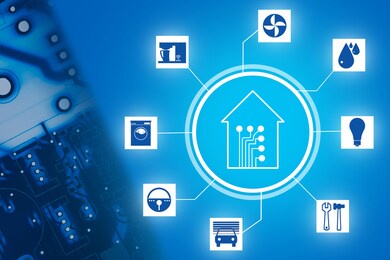 intelligent home automation control system. innovative technology concept of the internet. remote control of home systems and household appliances. internet of smart things.