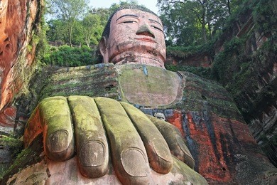 leshan giant buddha is the largest stone buddha in the world, 71 metres (233 feet) tall; unesko world heritage site. canon 5d.