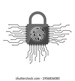 electronic padlock with fingerprint . padlock with fingerprint scanner. electronic security system. vector illustration