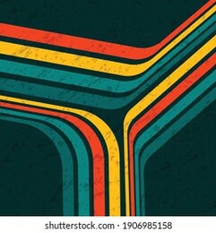 dark grunge background with abstract lines silhouettes. retro simple background with geometric wave lines
