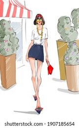 fashion style girl shop bag