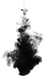 black ink drop in water isolated on white