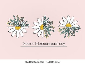 daisy flower hand drawn vector