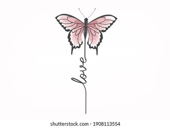 love butterfly hand drawn design