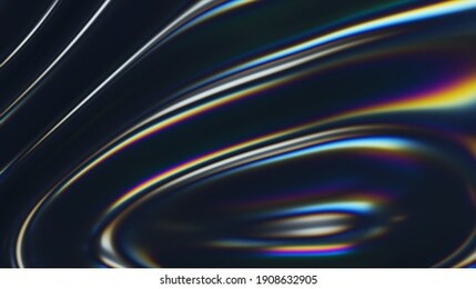 3d wavy fluorescent surface. abstract waving background with thin film effect. liquid multicolor pattern, iridescent glossy ripples. 3d render illustration.