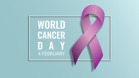 world cancer day 4 february banner template with purple ribbon vector illustration