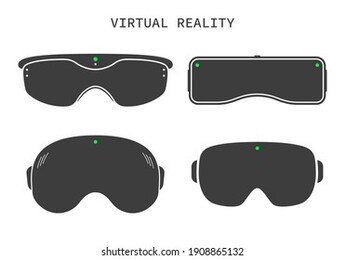 set of vr glasses, flat icons. vr goggles device for computer game. headset of virtual reality. vector