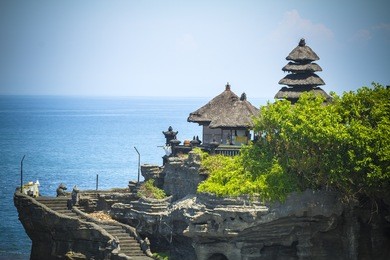 tanah lot temple on sea in bali island indonesia 