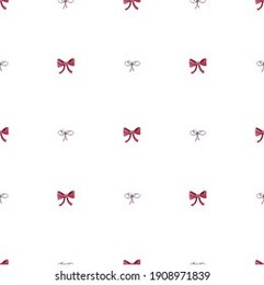 watercolor seamless pattern. simple pattern with small pink bows on a white background. cute romantic background for decoration and design for valentine's day, wedding.