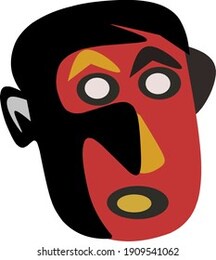 illustration of a person in ink painting style. surreal face. hand drawn portrait in modern abstract graphic style.