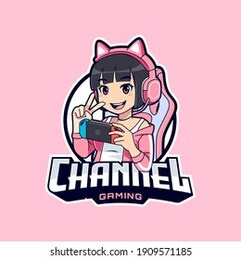 cute stylish gamer streamer girl esport logo template