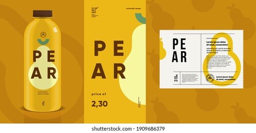 pear. flat vector illustration. price tag, label, packaging and product poster. label design template on a bottle. minimalistic, modern label.