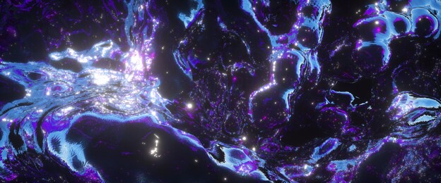 abstract art, cyberpunk concept, future art, shiny surface, glowing fluid shape, futuristic wallpaper, liquid metal surface, trendy design, alien structure. 3d illustration.