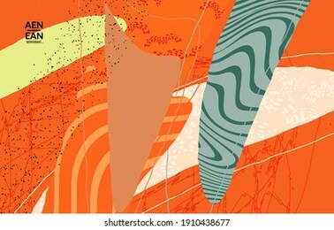 abstract vector wallpaper. exotic striped overlapping wavy shapes and lines. packaging contemporary design. natural motley artwork. hand drawn textured background for social media fashion frame.