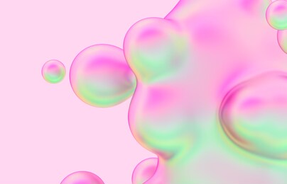 abstract 3d art background. holographic floating liquid blobs, soap bubbles, metaballs.