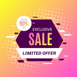 promotional sale banner template design. exclusive sale, limited sale, 50 percent off