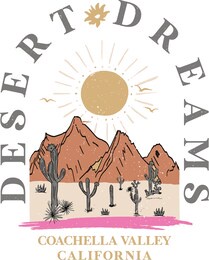 desert dreams slogan and desert view print.