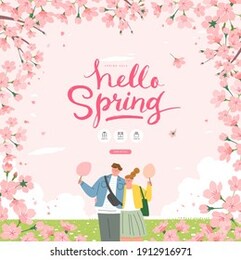 spring sale template with beautiful flower. vector illustration
