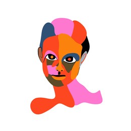 hand drawn raster illustration for your modern fashion design. woman portrait in modern abstract style.