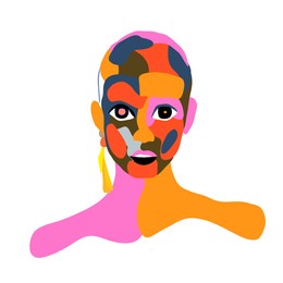 hand drawn raster illustration for your modern fashion design. woman portrait in modern abstract style.